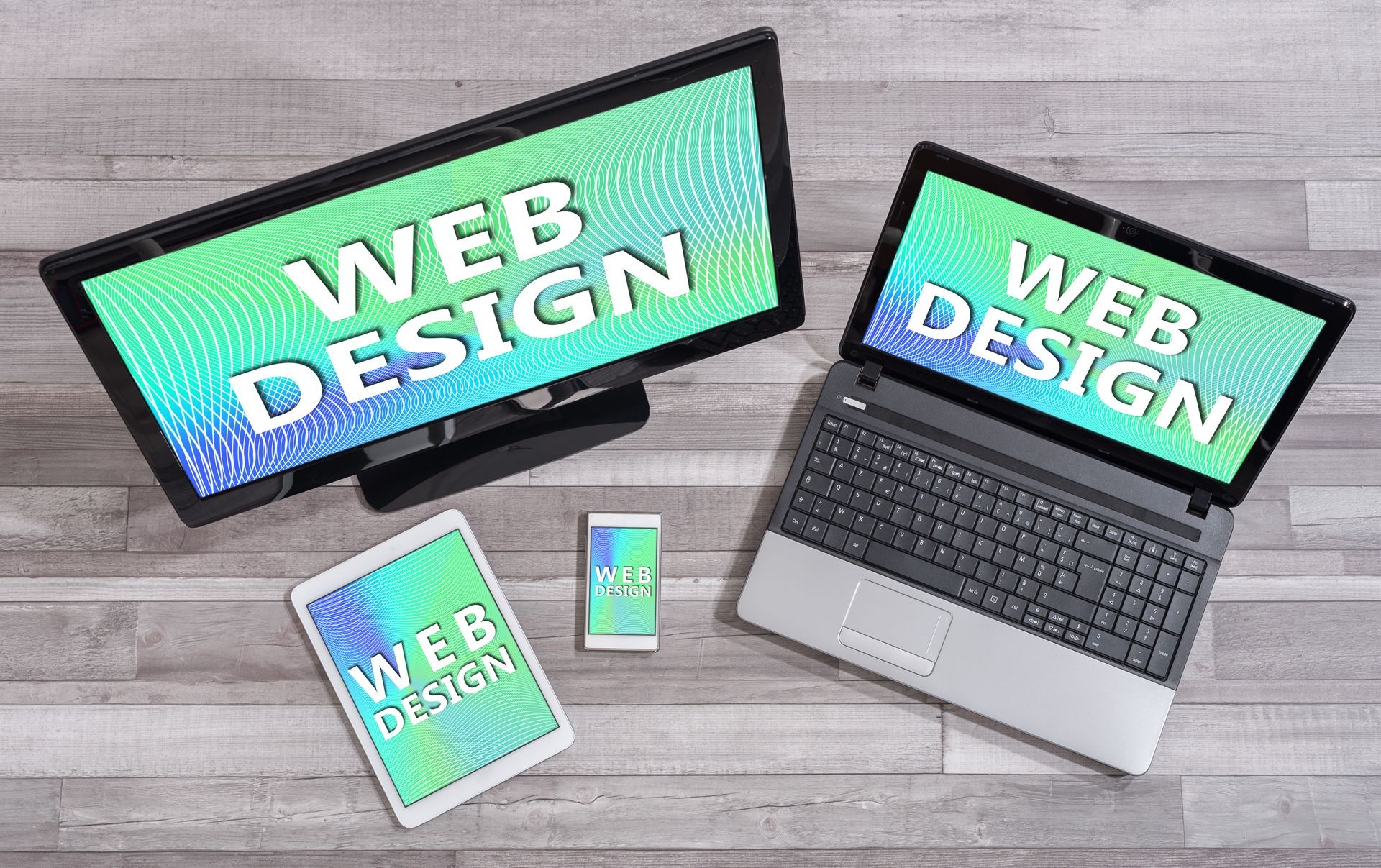 Web design concept shown on different information technology devices